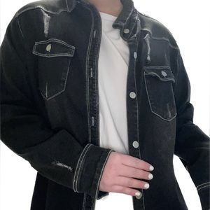Distressed Black Denim Jacket